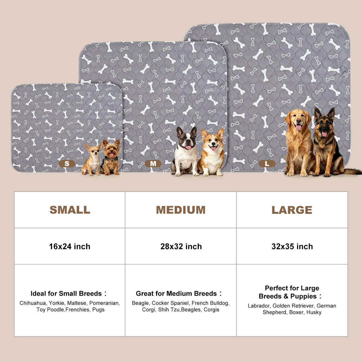 Ultra-Absorbent Dog Training Pads, Leak-Proof 5-Layer Quilted Puppy Pee Pads with Quick-Dry Surface & Odor Neutralizer, Standard Size